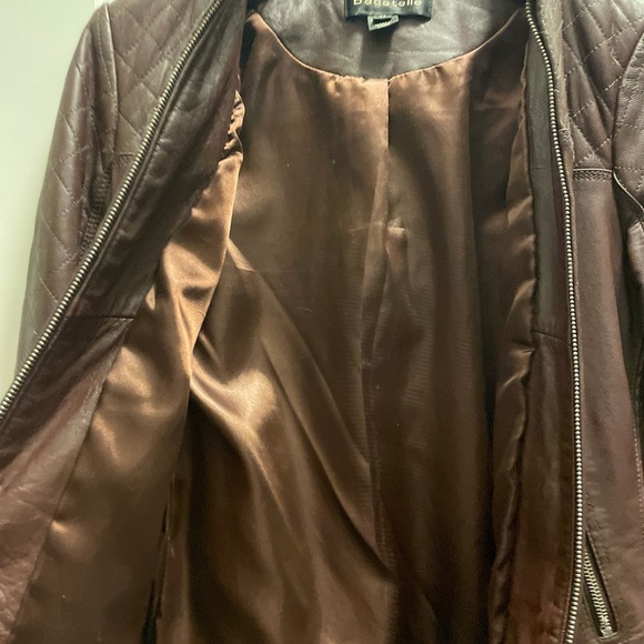 Bagatelle Brown leather jacket - Picture 5 of 10